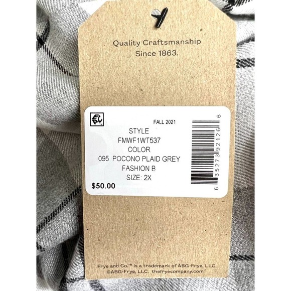 FRYE & Co. Pocono Gray Plaid Flannel Button Down Shirt Women's Size 2X NWT - Picture 11 of 11